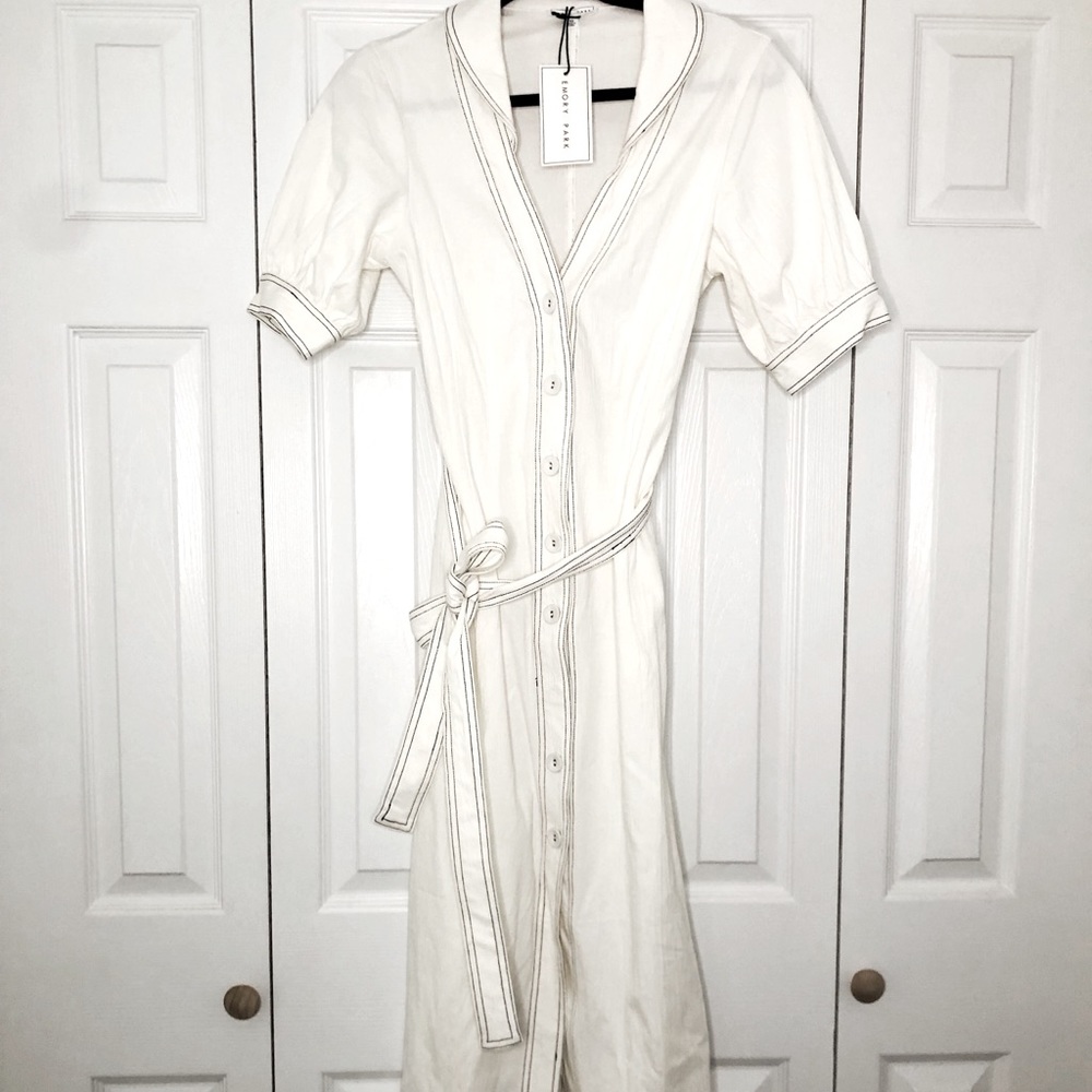 White Sleeve Button Down Maxi Dress - Emory Park